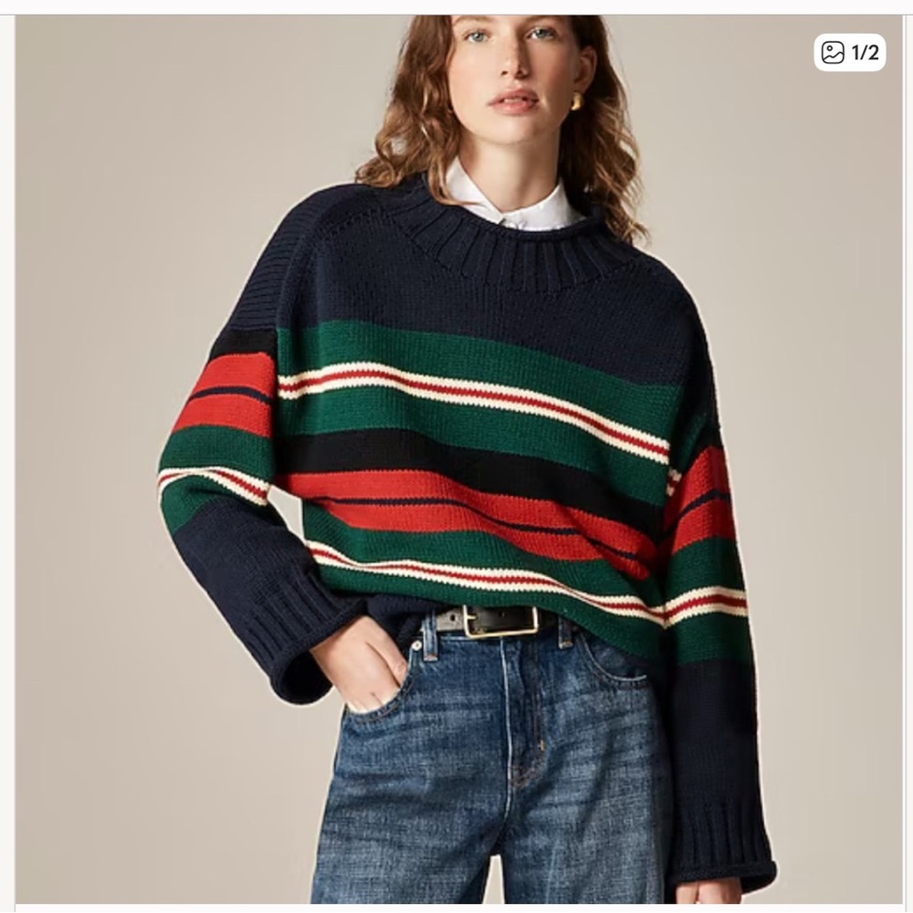 J. Crew Striped Rugby Rollneck Sweater